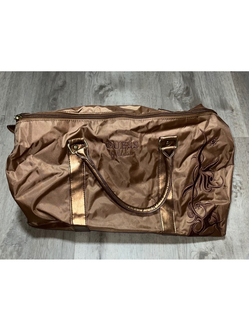 Guess by Marciano Bronze Embroidered Handbag